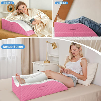 TranquilRelax Leg Elevation Pillows for After Surgery, Wedge Pillow, Grey | Memory Foam, All-around Knee & Ankle Support for Swelling, Height-adjustable, Nop-Slip Bottom, Washable Cover, Single-leg