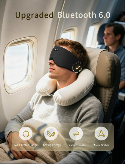 Sleep Headphones Bluetooth 6.0 Sleep Mask for Side Sleepers, 20H Playtime