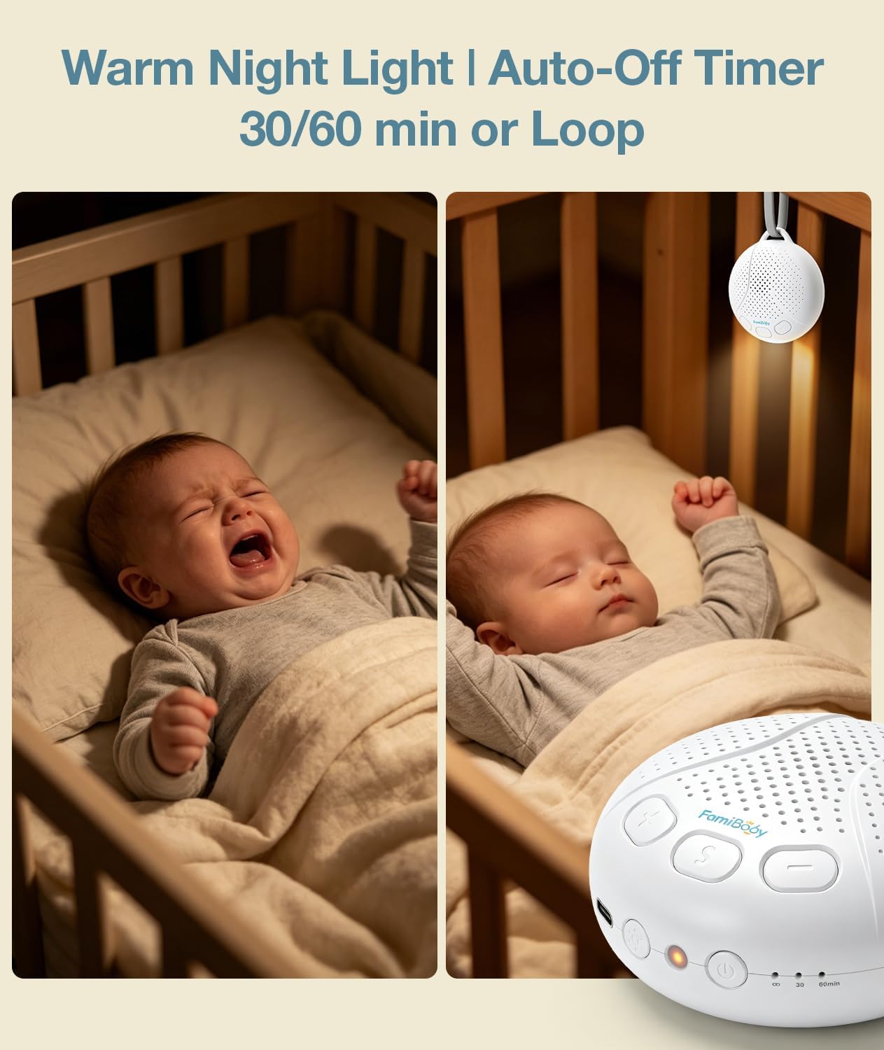 Sound Machine for Babies and Kids - Baby Sleep Soother, Pink | Portable White Noise Machine with Night Light for Nursery | 16 Soothing Sounds | Shush | Travel | Registry Gift | Baby Shower