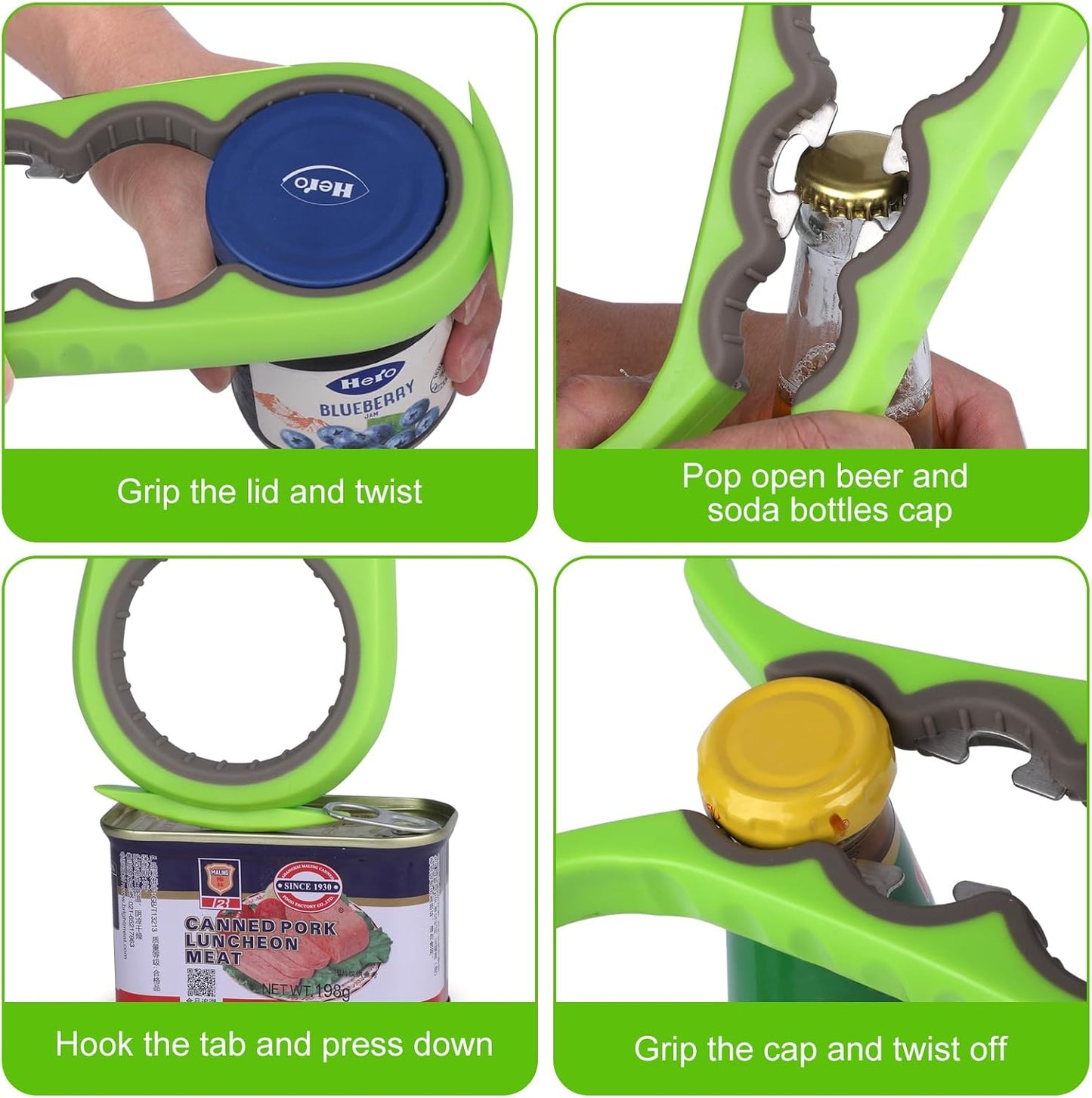 5 in 1 Lids off Jar Opener, Bottle Opener, Ideal For Women, Kids, Seniors - for Multipurpose Kitchen Tool, Easy open. White