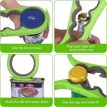 5 in 1 Lids off Jar Opener, Bottle Opener, Ideal For Women, Kids, Seniors - for Multipurpose Kitchen Tool, Easy open. White