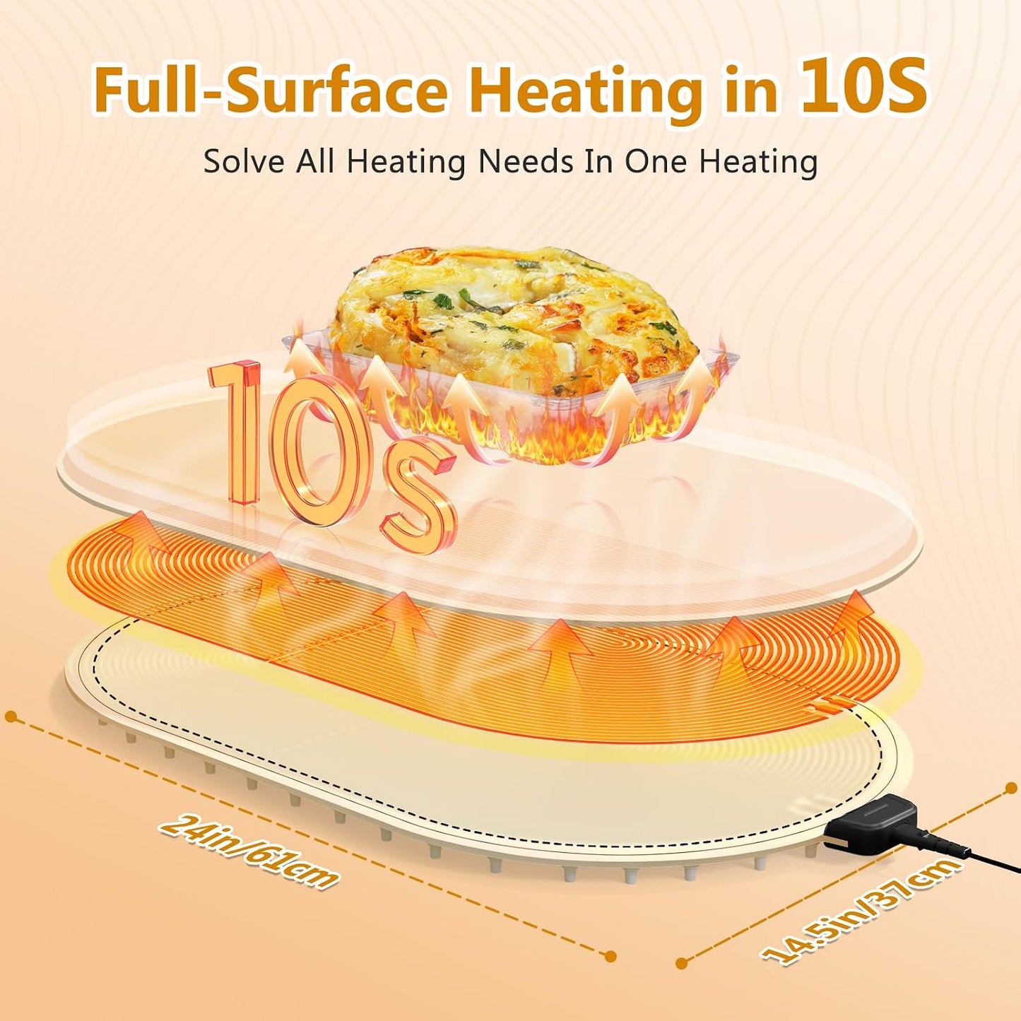 seenlast Warming Mat for Food with Adjustable Temperature Timer,10S Fast Heating Silicone Food Warmers for Parties Buffet and Home Daily,Food Warming Mat with Insulating Pad Raised Feet Protects Table