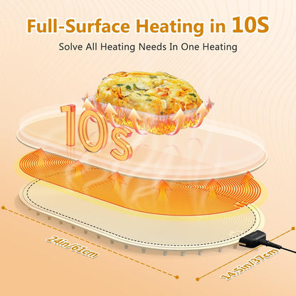 seenlast Warming Mat for Food with Adjustable Temperature Timer,10S Fast Heating Silicone Food Warmers for Parties Buffet and Home Daily,Food Warming Mat with Insulating Pad Raised Feet Protects Table