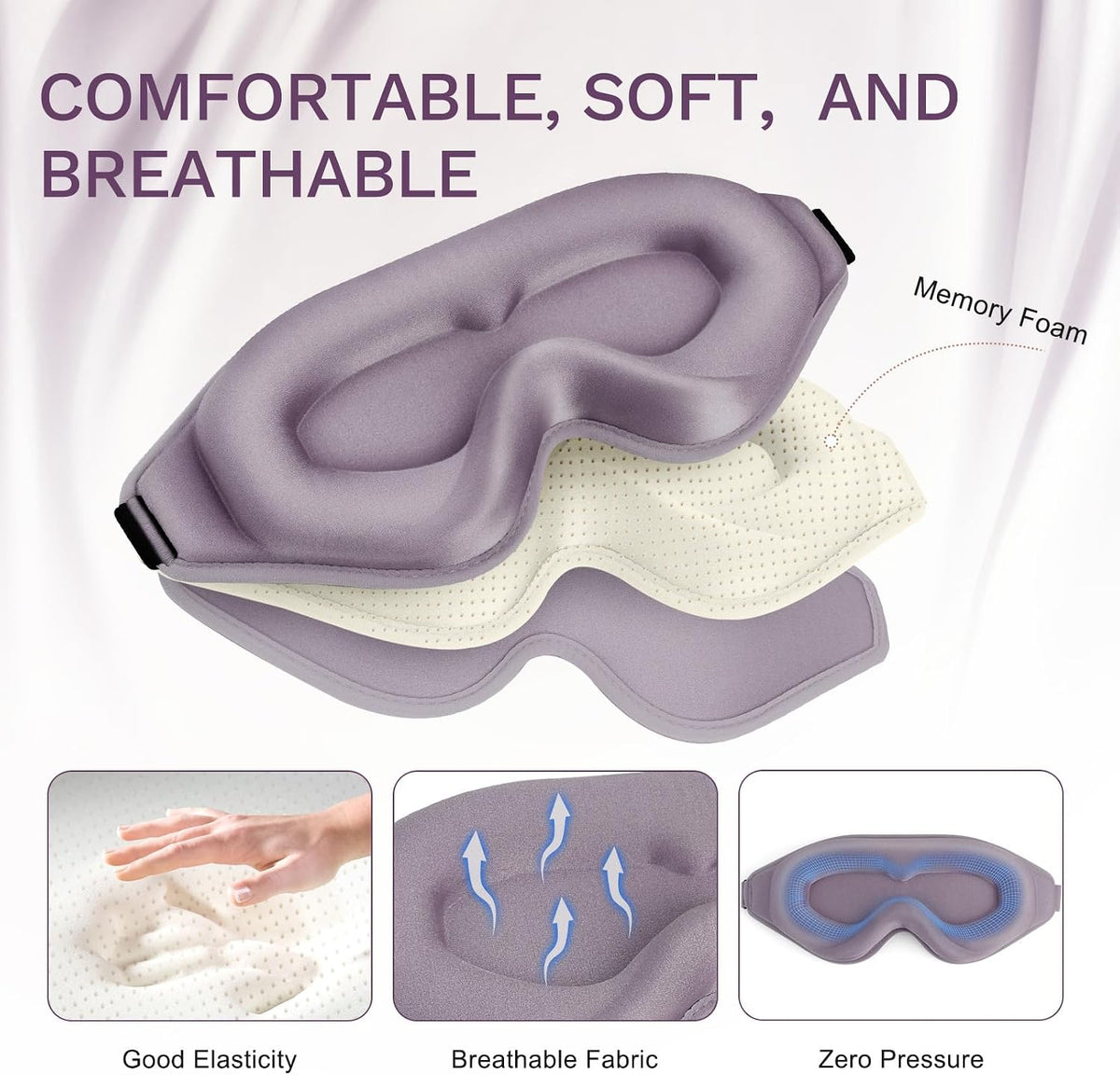 FlyCoco 99% Fully Block Out Light Eye Sleep Mask, 3D Deep Contoured Eyes Cover Zero Pressure, Long Lash Extension Eyes Mask with Adjustable Straps for Sleeping Travel Home Nap Rest Women Men (Pink)