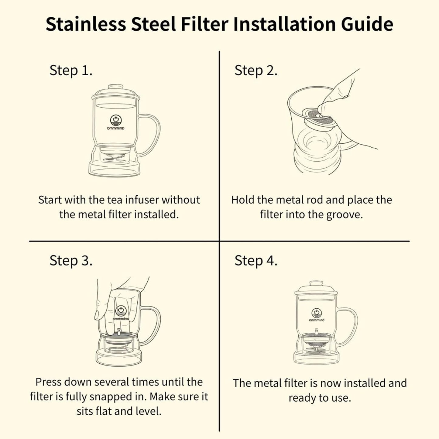 Glass Tea Infuser, Easy Drain for Loose Leaf, 15.2 oz, Black | Fits rims under 3.15 in; set on mug to drain, lift to stop, helps limit bitterness. Dishwasher safe; tea bags, herbs, coffee