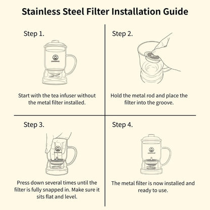 Glass Tea Infuser, Easy Drain for Loose Leaf, 15.2 oz, Black | Fits rims under 3.15 in; set on mug to drain, lift to stop, helps limit bitterness. Dishwasher safe; tea bags, herbs, coffee