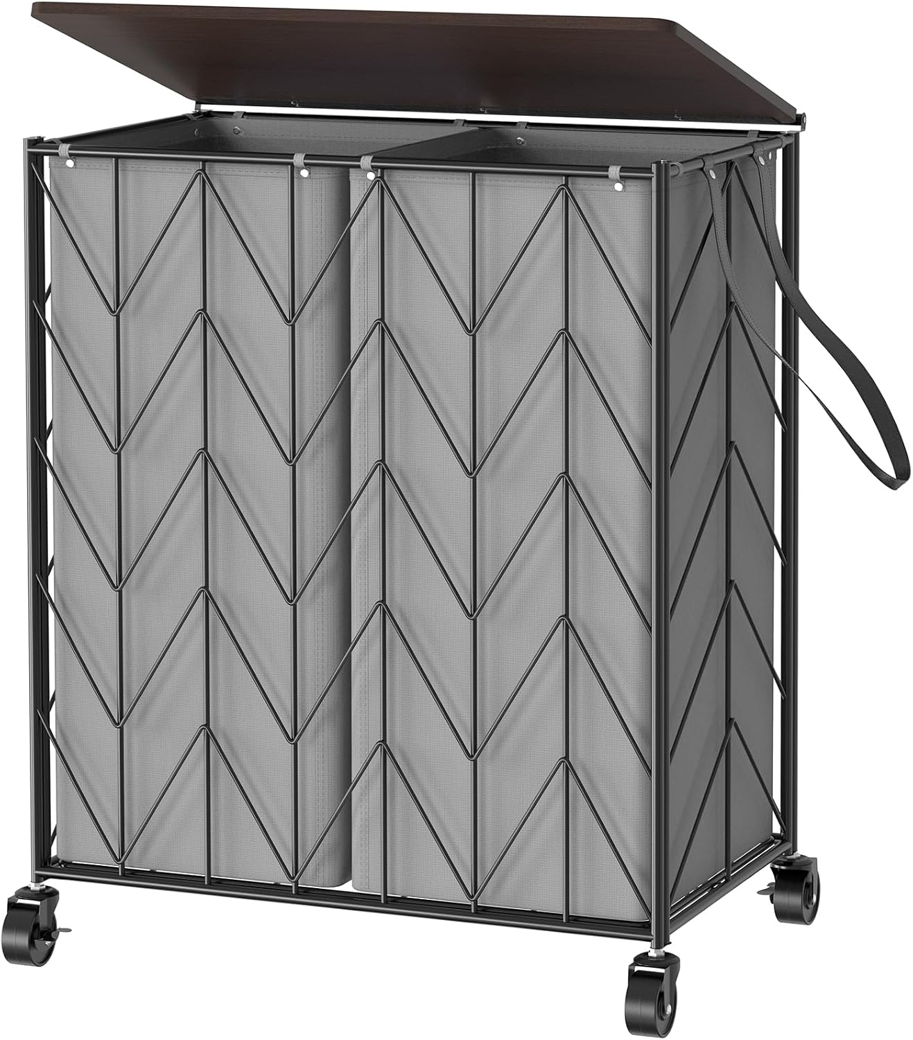 WOWLIVE Laundry Hamper 3 Section with Lid, 142L Laundry Basket with Wheels | Rolling Dirty Clothes Hamper with Removable Bags, Large Iron-Made Laundry Basket Organizer Laundry Sorter for Dorm, Beige