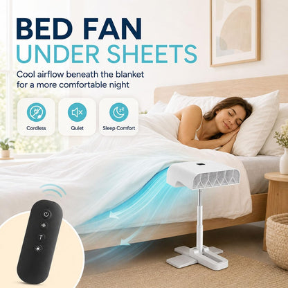 Bed Fan Under Sheets, 5-Speed Cooling System Adjustable 11-24 Inches | ABS housing, touch controls and brushless motor provide 12+ hour runtime for bedrooms, dorms, offices, camping and night use