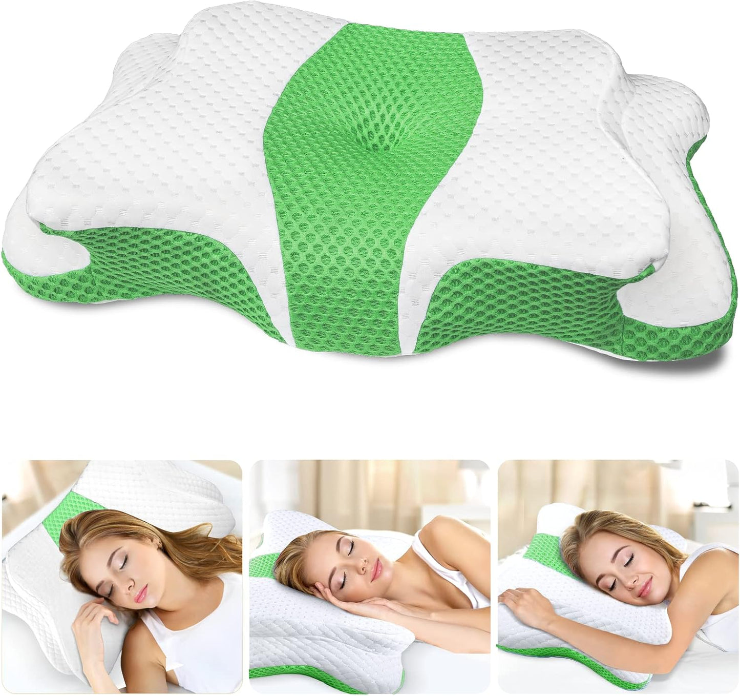 CHxxy Memory Foam Pillows, Cervical Pillow for Neck & Shoulder Pain Relief | Ergonomic Contour Bed Pillow, Soft for Side Sleep Stomach Sleeping and Back Sleeper-Queen Size&Grey