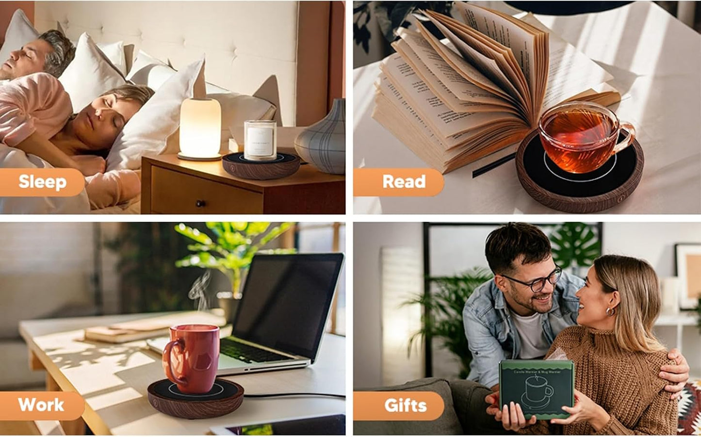 Coffee Mug Warmer for Desk, 36W Fast Heating, Keep Every Sip Warm | 3 Temperature Settings, 4-Hour Auto Shut Off, Elegant Wood Design for Coffee, Tea & Milk, Perfect Office Coffee Companion