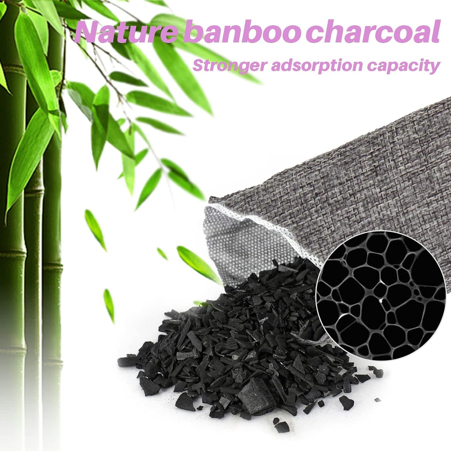 Charcoal Bags Odor Absorber (3x200g) Activated Bamboo Charcoal Air Purifying Bags Charcoal Odor Eliminating Bags for Home & Car Shoes, Closet, Pet -3 PACK