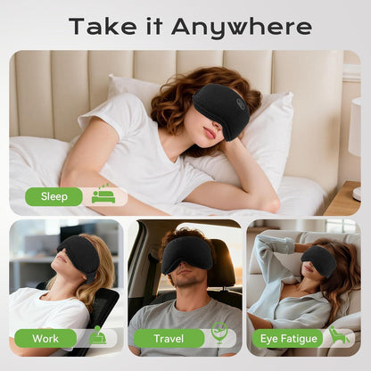 2 in 1 Heated & Cooling Gel Eye Mask - Cooling Eye Mask for Migraine Headaches Relief - Cordless Heated Eye Mask for Dry Eyes 3 Heat Settings Warm Compress for Stye Eye Treatment Washable Pad Cover
