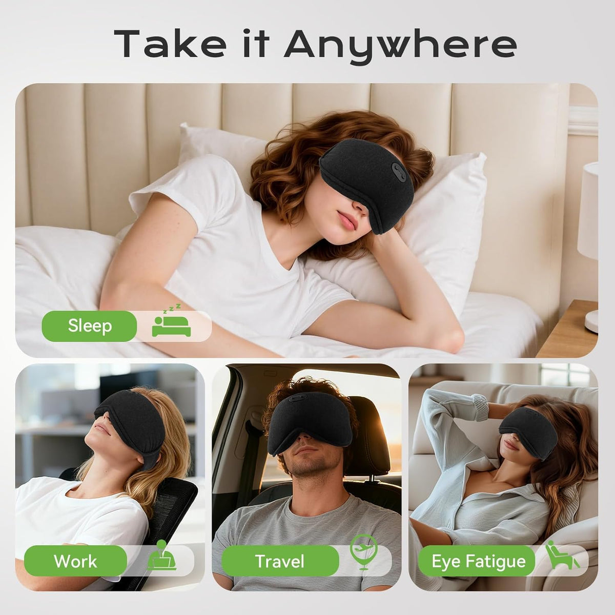 2 in 1 Heated & Cooling Gel Eye Mask - Cooling Eye Mask for Migraine Headaches Relief - Cordless Heated Eye Mask for Dry Eyes 3 Heat Settings Warm Compress for Stye Eye Treatment Washable Pad Cover