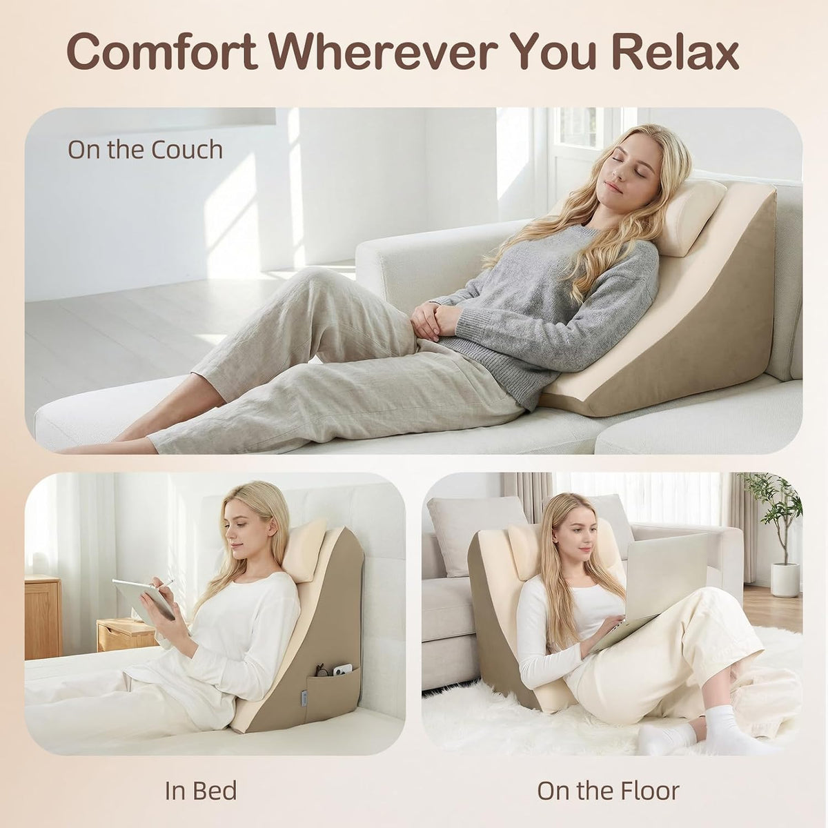Vekkia 21” Back Rest Pillow with Dual-Layer Foam for Reclining and Sitting