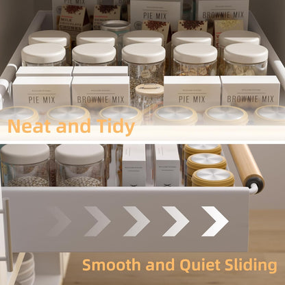 2 Pack 15.3'' Deep Expandable Slide Out Cabinet Shelf No-Drill Pull Out Drawer with Nano Film Adhesive, Heavy Duty Pull Out Tray for Kitchen, Pantry & Bathroom, Black