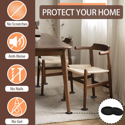12Pcs 2.5in Furniture Coasters Non-Slip Bed Leg Pads Round Rubber Anti Sliding Caster Cups for Hardwood Floors Brown