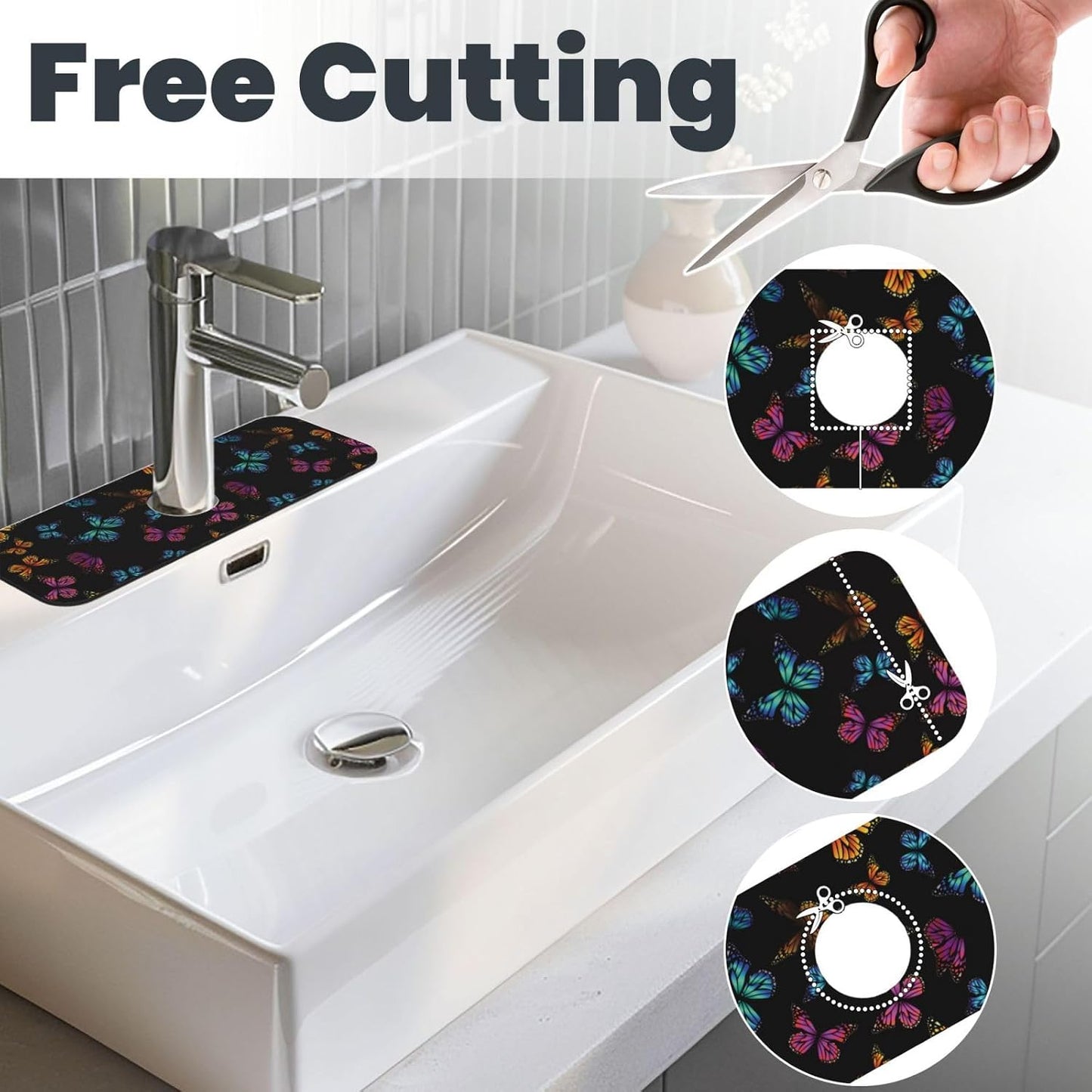 Wildflowers Floral Flower Kitchen Sink Splash Guard Faucet Mat Super Absorbent Fast Drying Mat Sink Gadgets-Fast Drying Pad Sink Mat For Kitchen Bathroom (15" X 5.5" )