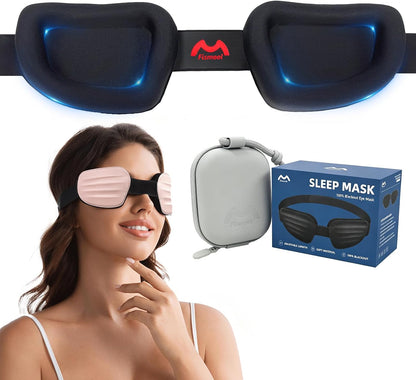 Sleep Eye Mask for Sleeping, 100% Blackout Eye Mask for Women & Men, 3D Contoured Zero Pressure Design, Adjustable Soft Blindfold, Eyelash Friendly Sleep Mask for Travel, Nap & Night Sleep