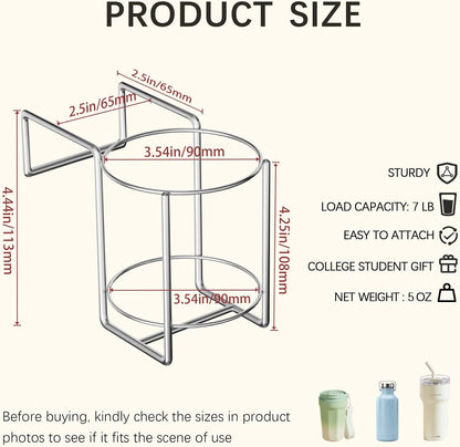 Cup Holder for Bed (Diameter: 3.3IN) Drink Holder Water Bottle/Glass Organizer for Wood Dorm Room Bunk Bed Crib, Metal Toddle Bed,Loft Bedside, Headbed, Car,Office Desk Partition