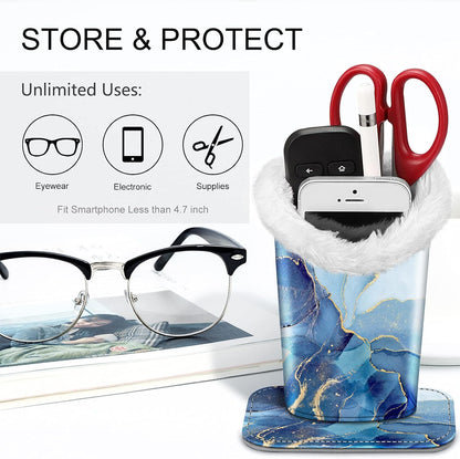 FINTIE Plush Lined Eyeglasses Holder, Glasses Stand Case For Nightstand | Soft Plush Lining, Bedside Eyeglasses Holder, Office Desktop Organizer, Small Item Storage, Anti-Scratch - Colors B