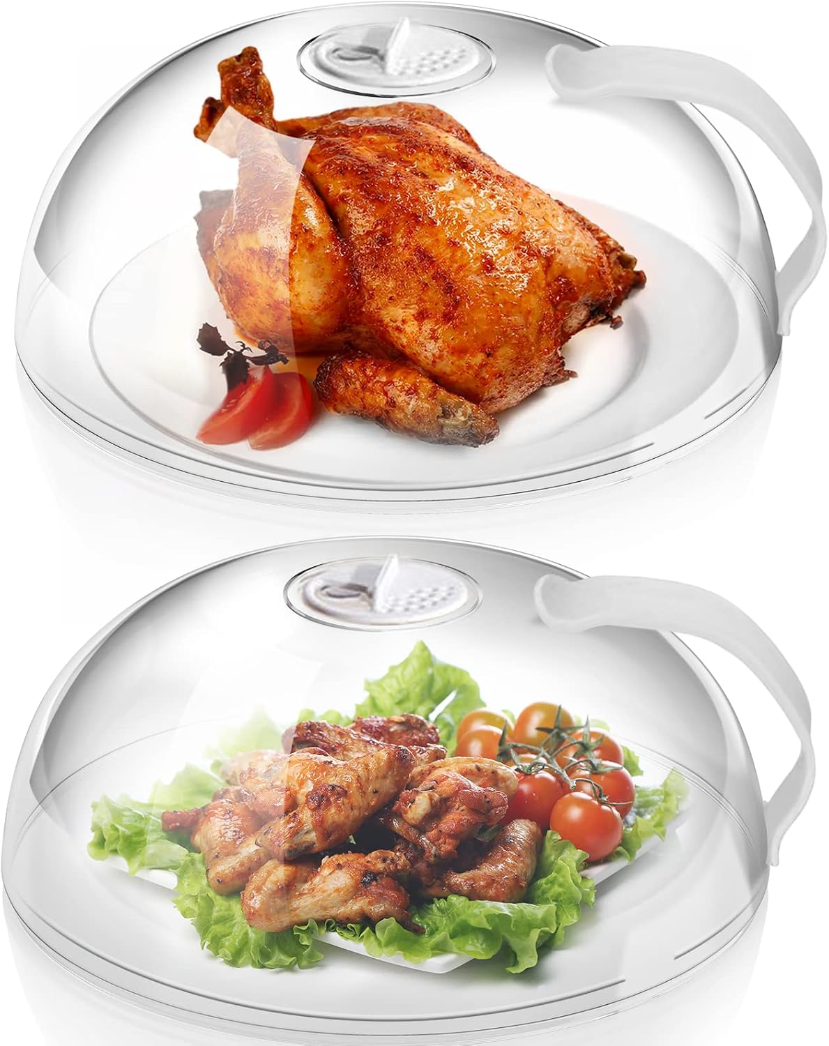 Microwave Cover for Food Splatter, BPA Free, Microwave Plate Cover Guard Lid with Handle, Food Cover Steam Vents Keeps Microwave Oven Clean-2 Pack