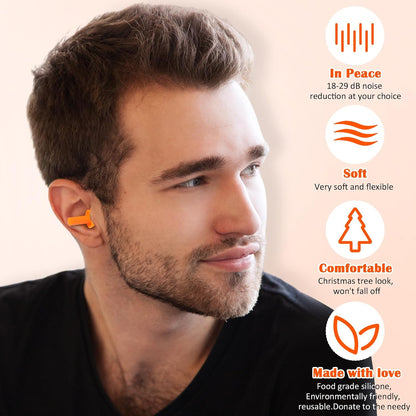 Trelaco 100 Pairs Silicone Ear Plugs Bulk with Case Nrr 29db, Black