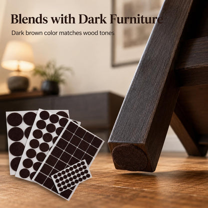 Felt Furniture Pads, 104 Pcs Self Adhesive Floor Protectors for Chairs | Protects Hardwood Floors from Scratches, Reduces Noise, Fits Furniture Feet, Tables, Cabinets & Sofas – 104 Pcs Mixed Sizes