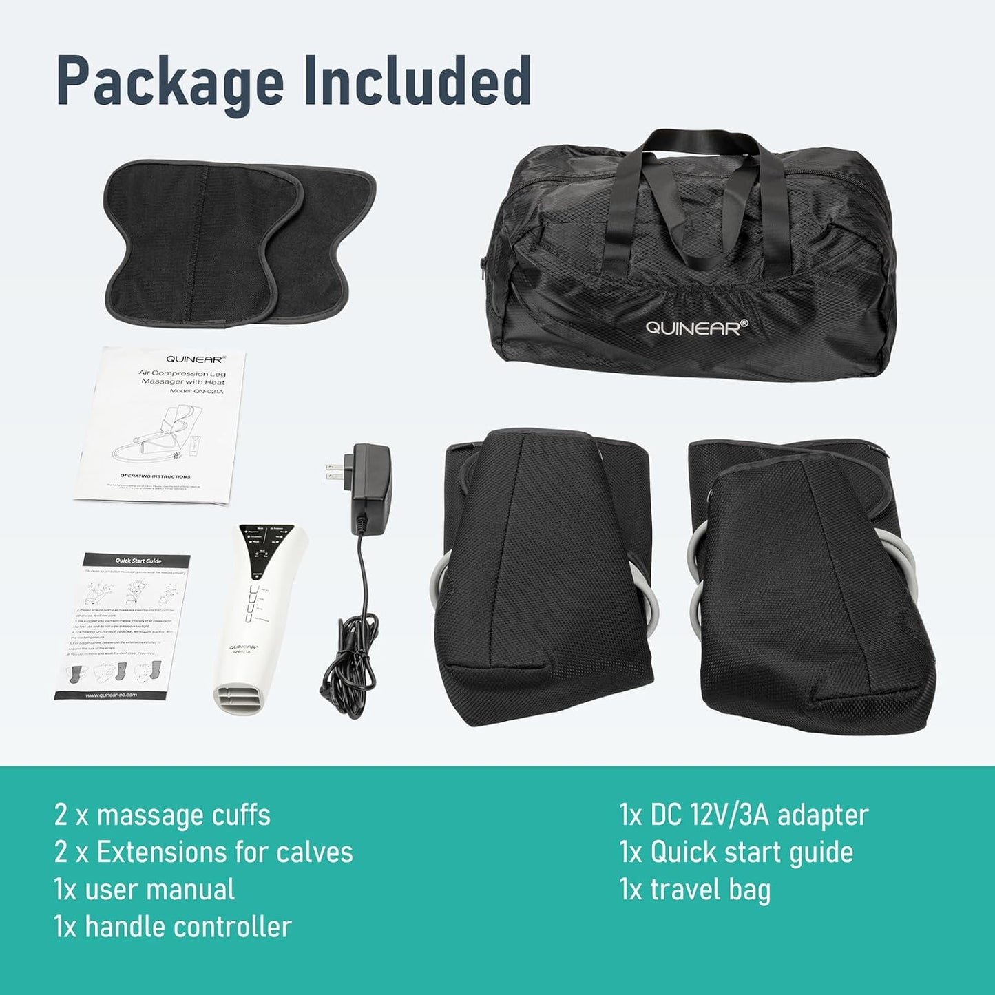 QUINEAR Leg Massager with Heat, Compression Device for Legs, Heated Compression Boots Foot Calf Massage Machine Foot and Leg Pumps Massager