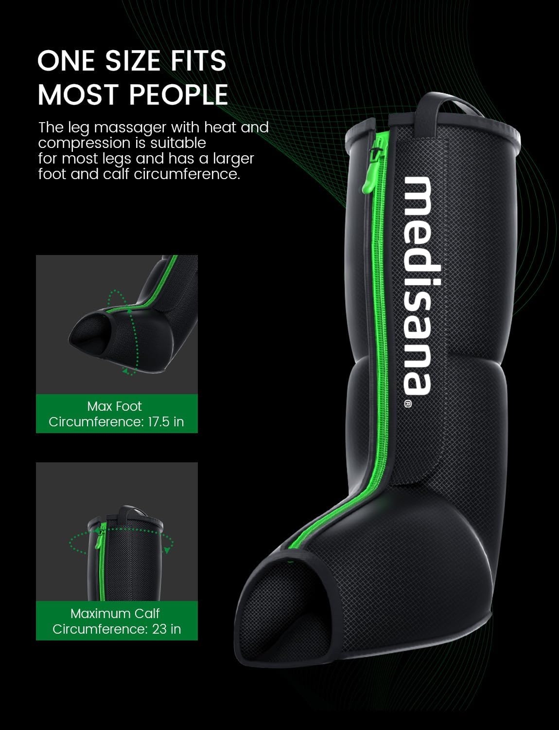 Medisana Leg Massager with Heat and Compression, Leg Massager for Circulation and Pain Relief, Foot and Calf Massager Machine for Edema, Relax Recover-Birthday Gifts for Mom, Dad, Her, Him