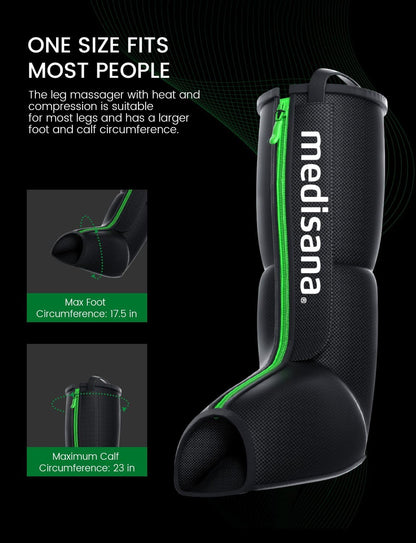 Medisana Leg Massager with Heat and Compression, Leg Massager for Circulation and Pain Relief, Foot and Calf Massager Machine for Edema, Relax Recover-Birthday Gifts for Mom, Dad, Her, Him