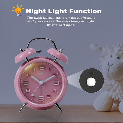 AYRELY® Super Loud Alarm Clock for Heavy Sleepers, 4.5 Inch Twin Bell Retro | Silent Non-Ticking Quartz with Backlight, Luminous Dial, Metal Alarm Clocks for Bedrooms and Bedside