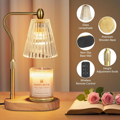 Imenlox Candle Warmer Lamp, with Timer & Dimmer, Adjustable Height, Christmas Birthday Mothers Day Gifts for Women Mom Her, House Warming New Home Thanksgiving Décor (Amber)