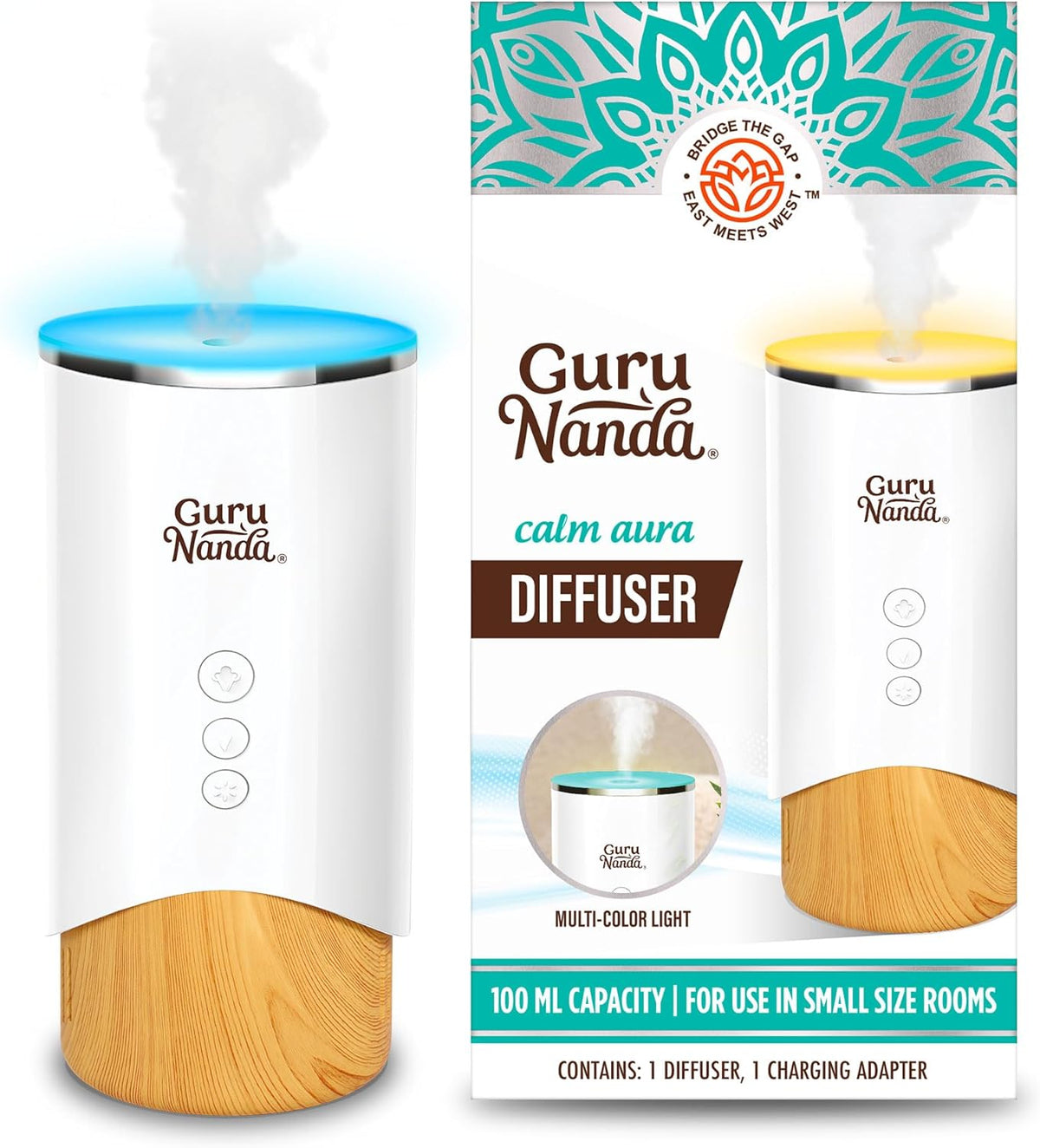 GuruNanda Calm Aura Essential Oil Aromatheraphy Diffuser, 100 mL