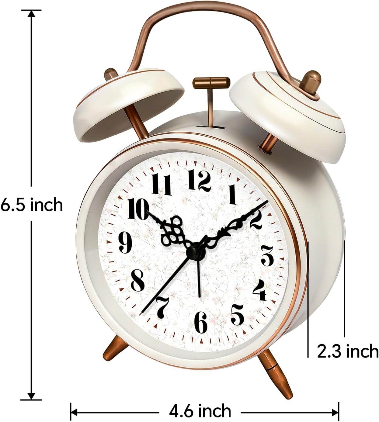 4.5" Metal Loud Alarm Clock for Heavy Sleepers Adults, Analog Battery Operated Alarm Clock with Bells Glow in Dark Numbers, Silent Old School Bedside Desk Clock for Bedroom Office Kids, Black