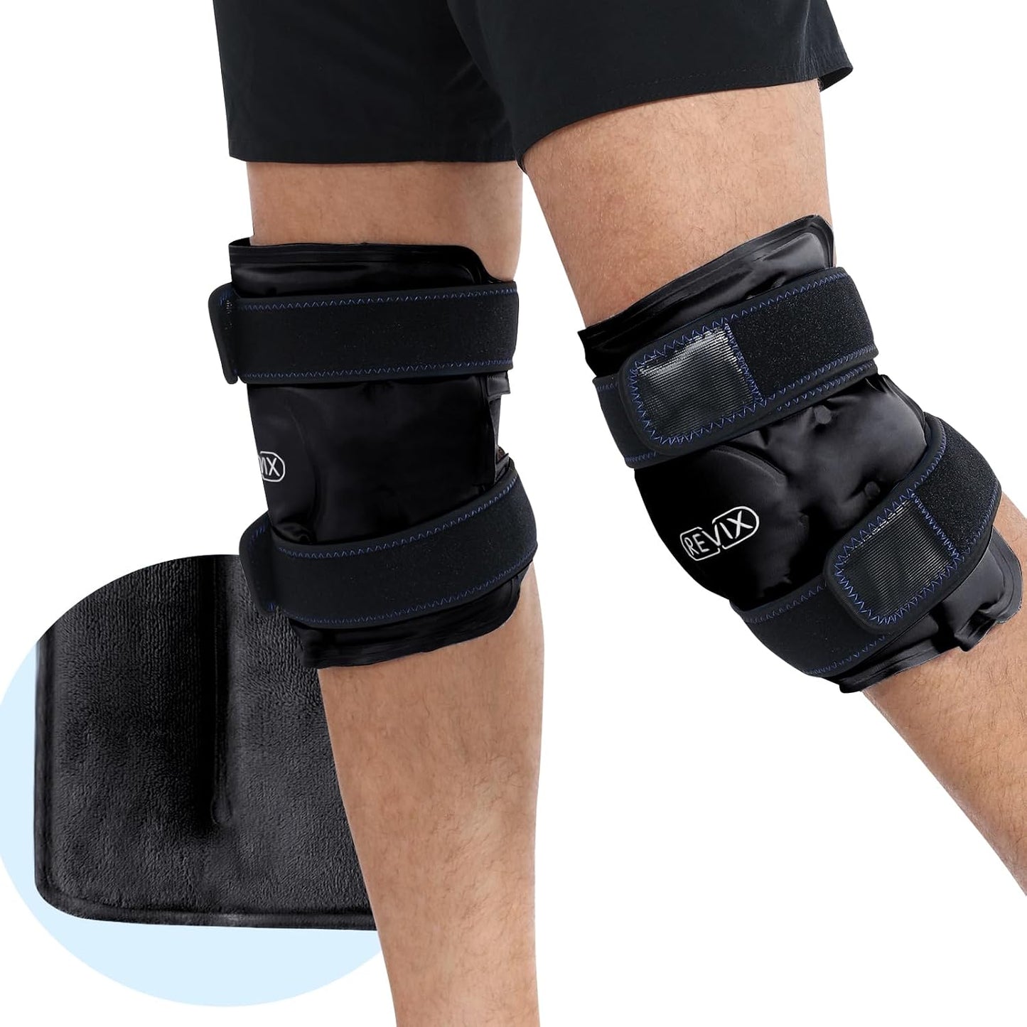REVIX Ice Pack for Knee Pain Relief, Reusable Gel Ice Wrap for Leg Injuries, Swelling, Knee Replacement Surgery, Cold Compress Therapy for Arthritis, Meniscus Tear and ACL Blue