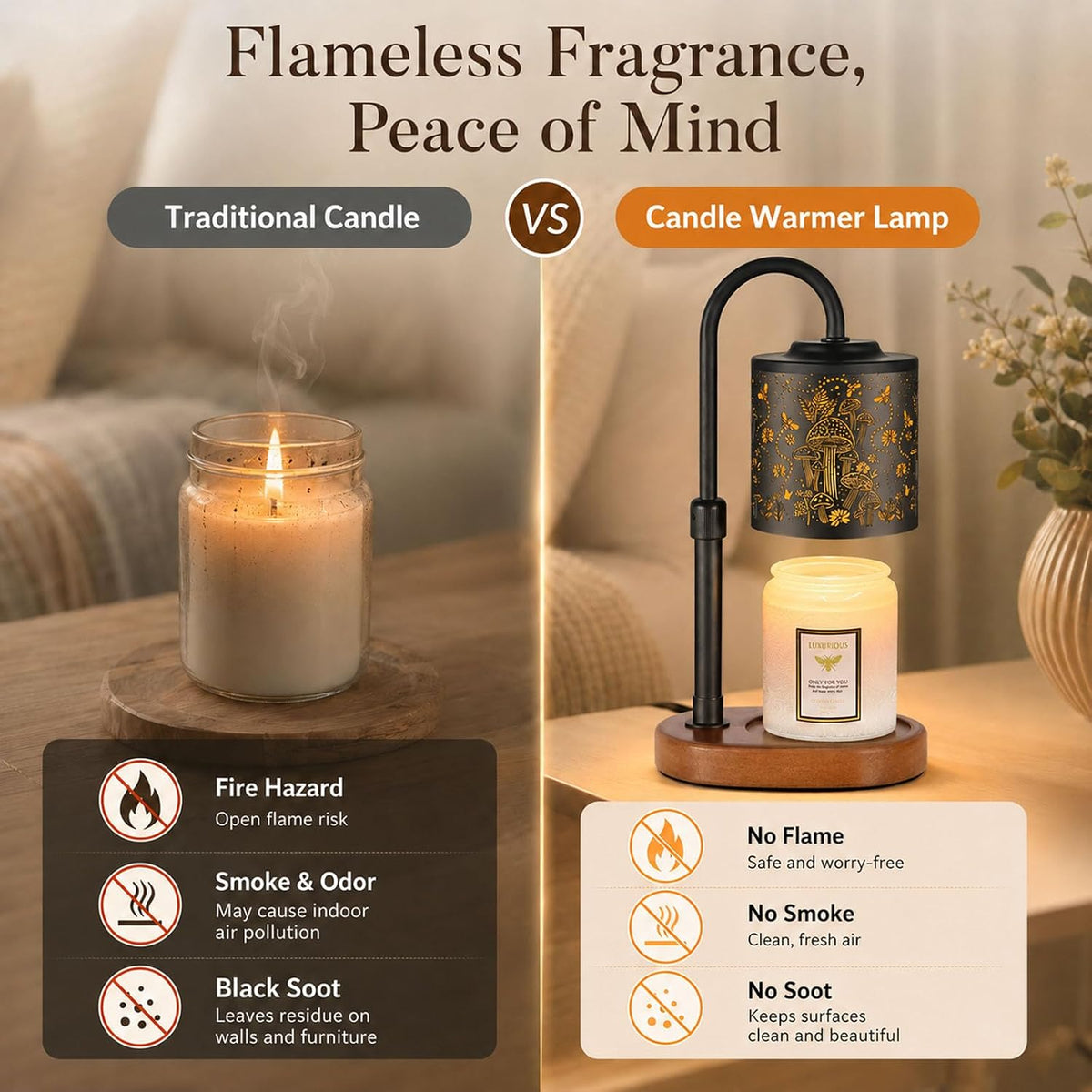 Dimmable Candle Warmer Lamp with Timer Adjustable Height for Scented Jar Candles Electric Candle Wax Melt Warmer for Home Decor Christmas Birthday Gifts for Women Mom(Hummingbird)