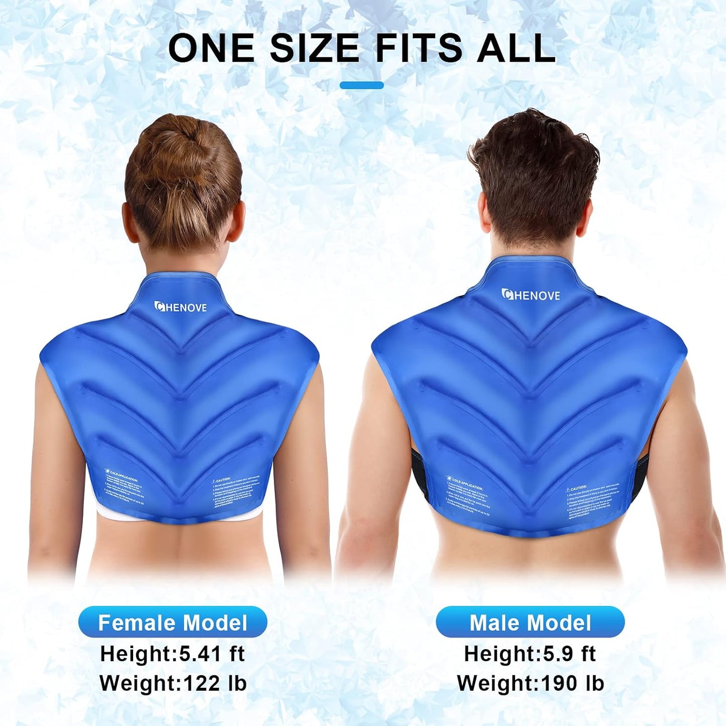 Chenove Ice Pack for Shoulders Upper Back with Strap, Neck and Shoulder Ice Pack Wrap Rotator Cuff Gel Reusable with Cold Compression Therapy, Soreness (Black)