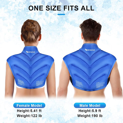 Chenove Ice Pack for Shoulders Upper Back with Strap, Neck and Shoulder Ice Pack Wrap Rotator Cuff Gel Reusable with Cold Compression Therapy, Soreness (Black)