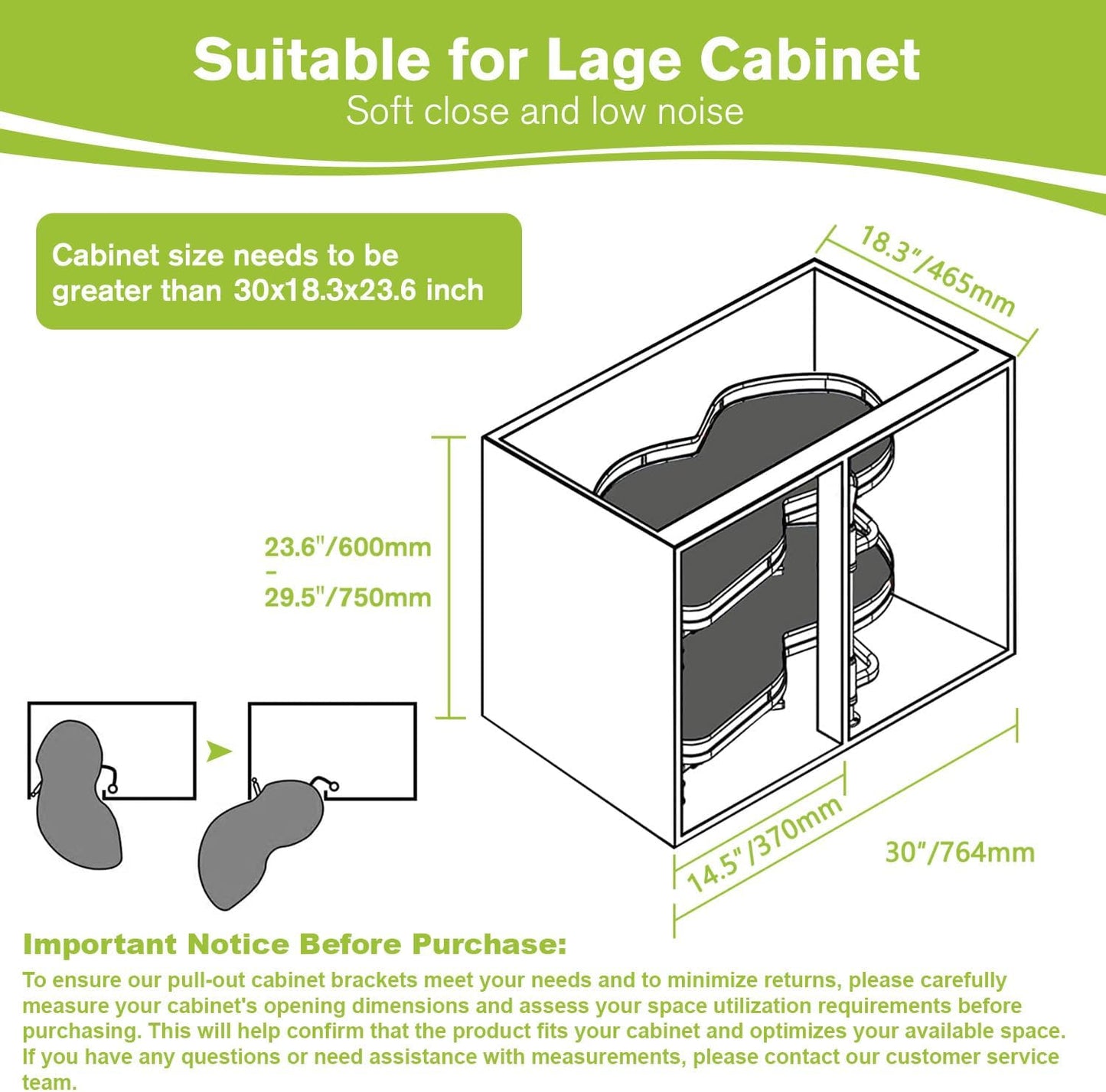 Blind Corner Cabinet Pull Out Organizer, Soft Close Swing Right Pull Out Cabinet Organizer 36inch, Corner Cabinet Lazy Susan for Corner Cabinet Blind Shelf, 2 Tiers Tray, Adjustable Height