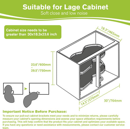 Blind Corner Cabinet Pull Out Organizer, Soft Close Swing Right Pull Out Cabinet Organizer 36inch, Corner Cabinet Lazy Susan for Corner Cabinet Blind Shelf, 2 Tiers Tray, Adjustable Height