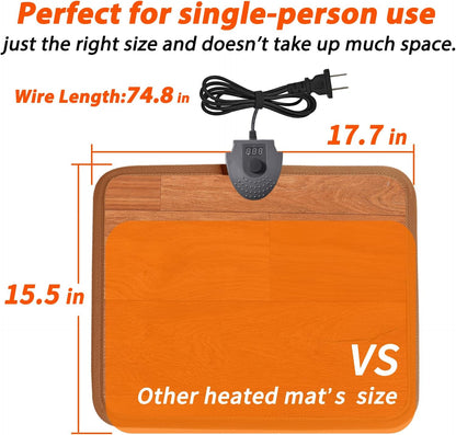 Heated Floor Mat Under Desk for Foot Warmer - Wider 110V Adjustable Temperature Electric Heating Pad - Carbon Crystal & Energy Saving Feet Warmers for Office,Home (Black)
