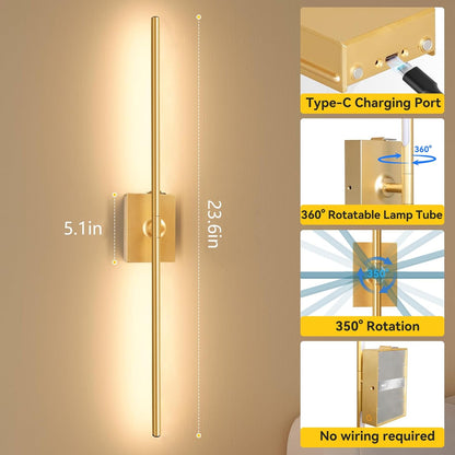 Battery Operated Wall Sconces Set of 2, Remote Control, 10000mAh, Black