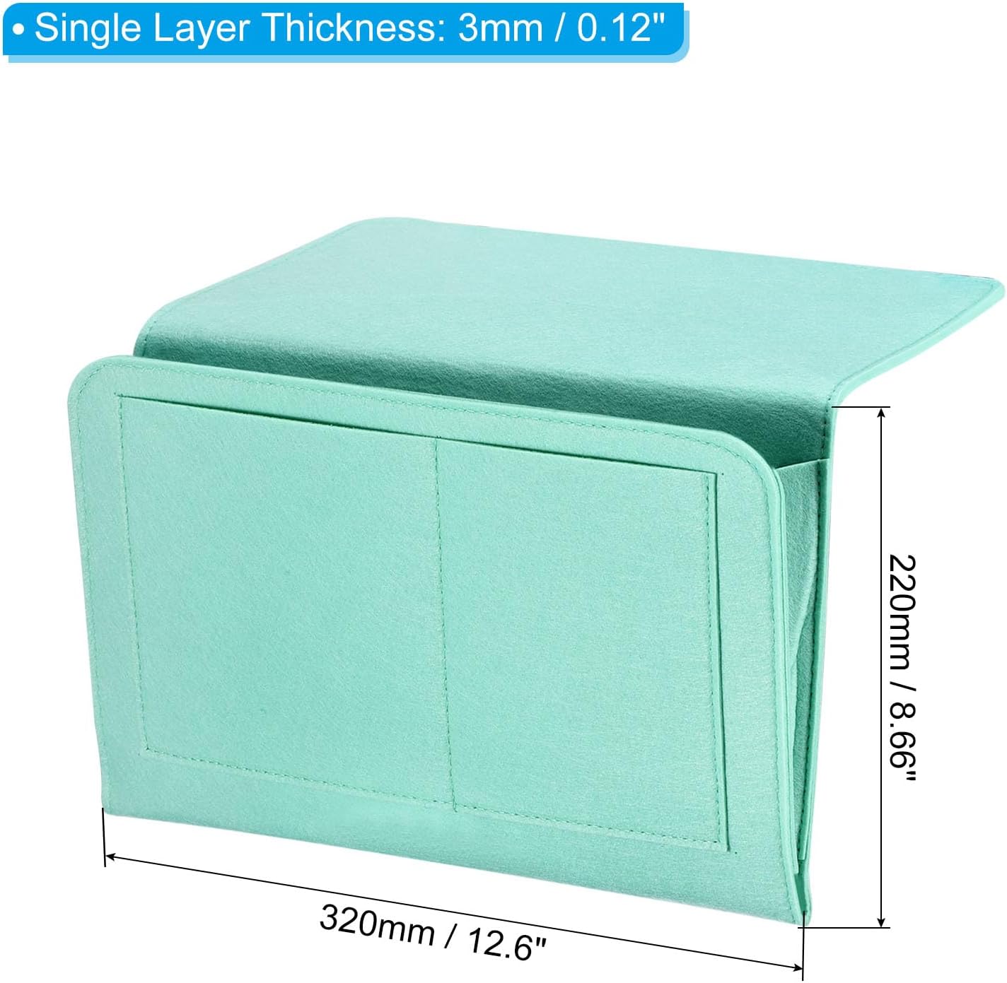 PATIKIL 11in Bedside Caddy, Bed Caddy Bedside Organizer Hanging Soft Felt 5 Pockets Bed Pockets Bedside Storage Organizer Remote Control Holder for Bedroom Phones Glasses, Green
