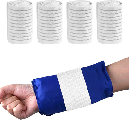 4 Pack Ice Pack Holder Straps for Cold Therapy, 35.5" x 3" Stretch Elastic Wrap with Hook and Loop, Reusable Extender Belt for Knee Shoulder Back (Straps Only, No Ice Packs)(White)