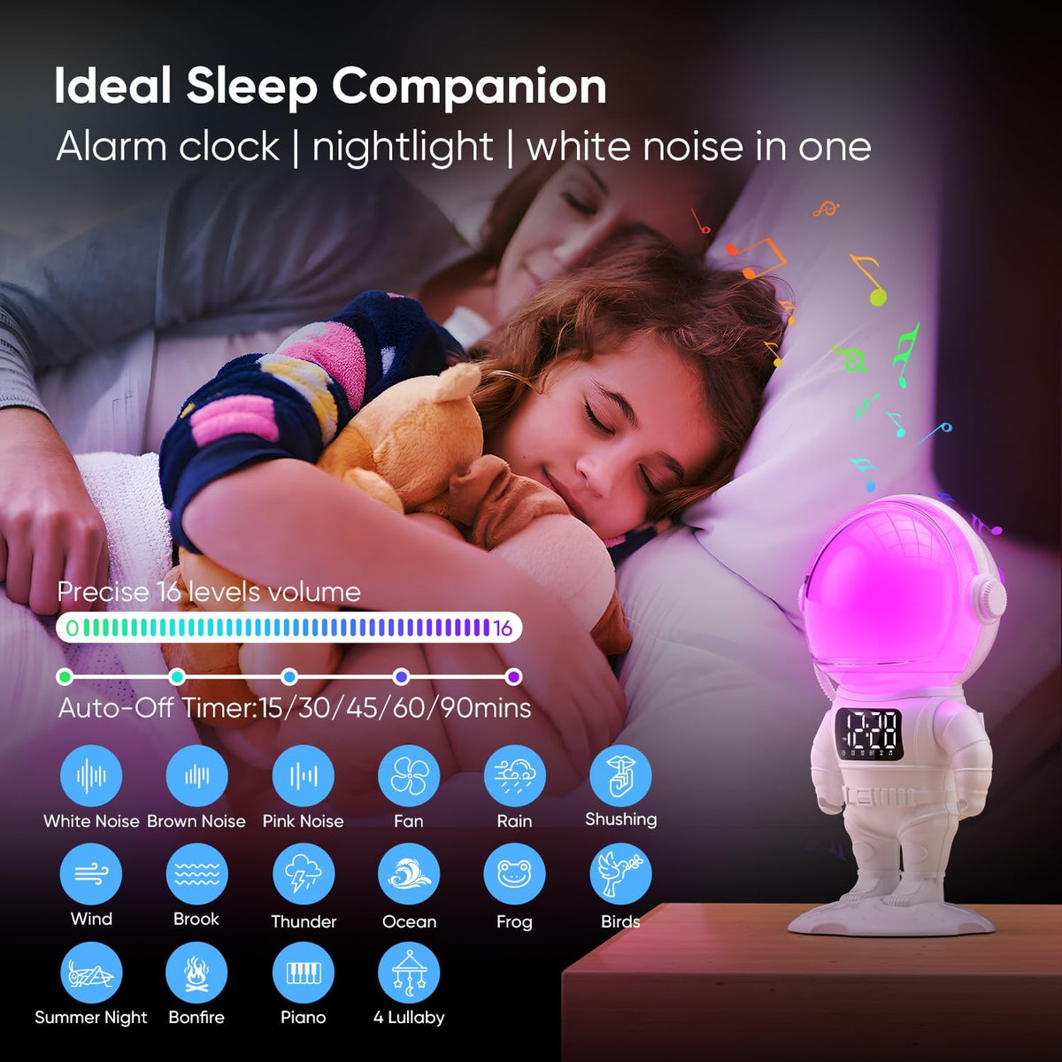 AFEXOA Astronaut Sunrise Alarm Clock with Wake Up Light for Kids
