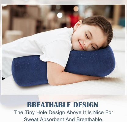 Remerry 2 Pcs 16 x 6 Inches Velvet Neck Roll Pillow Cover with Zipper, Soft Bolster Pillowcases for Cylindrical Pillow (Cover Only, Bolster Not Included)(Navy Blue)