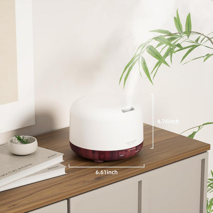 ASAKUKI Essential Oil Diffuser for Home, 500ML Aromatherapy Diffuser Humidifier with Remote Control, 7 Color LED Lights, Quiet Cool Mist Diffuser for Bedroom, Living Room, Office (White)