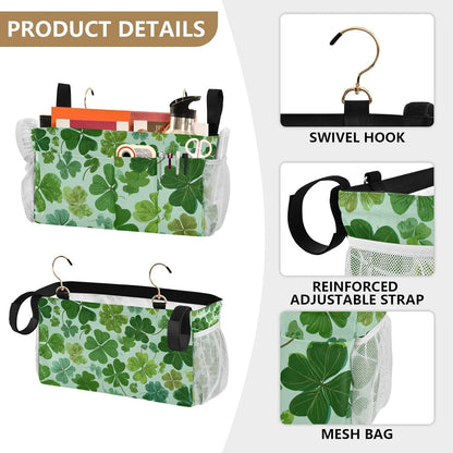 Bedside Caddy Hanging Bunk Bed Caddy Bed Organizer Hanging Pocket with 2 Hooks Bedside Storage Organizer Pocket Bag Holder Checkered Light Green - Colors B