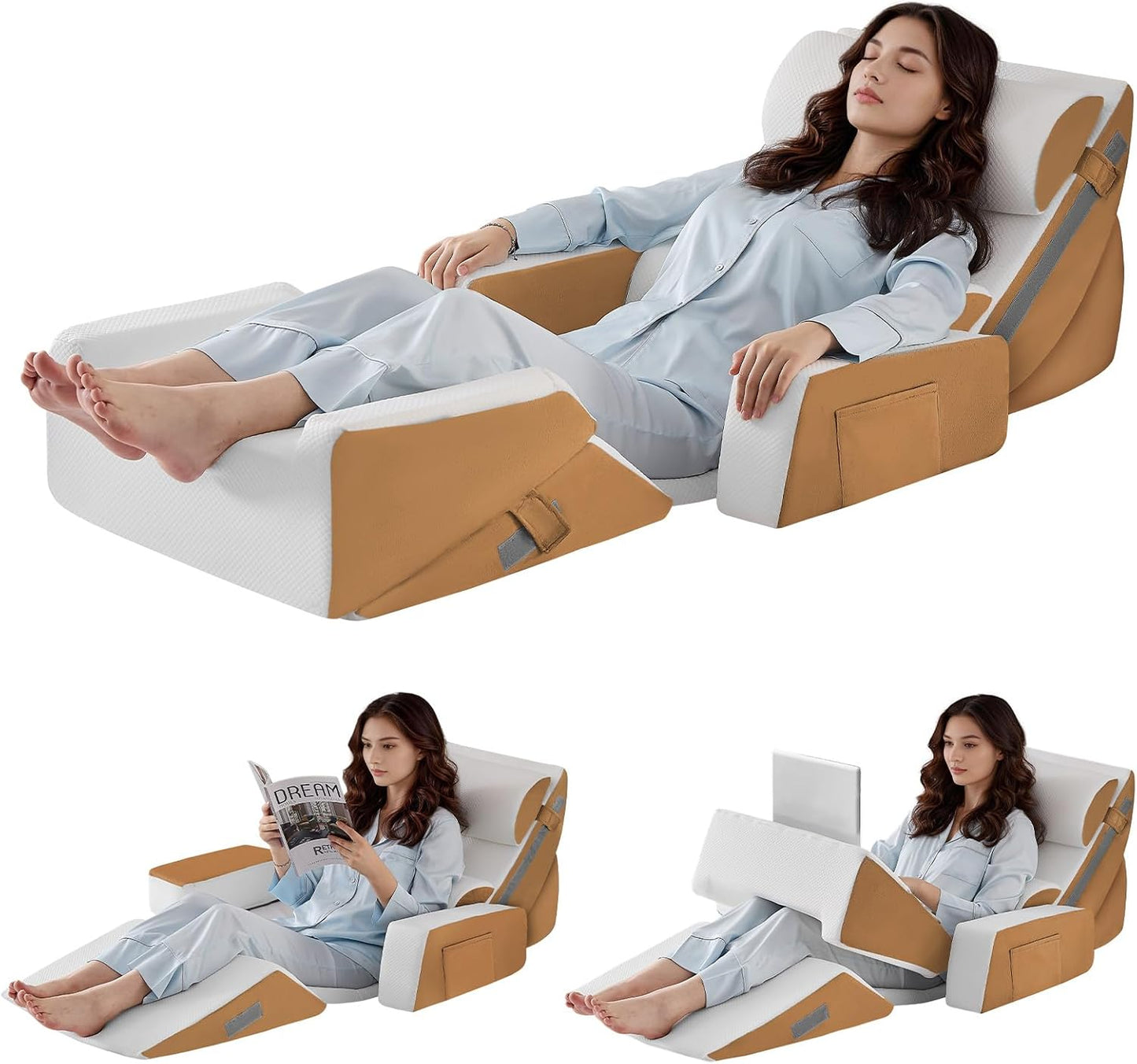 Yojoker Leg Elevation Pillows for Swelling, Memory Foam Wedge Pillow for Legs Blood Circulation, Leg Elevation Pillows for After Surgery, Knee Wedge Pillow for Sleeping Back Hip Ankles Relief