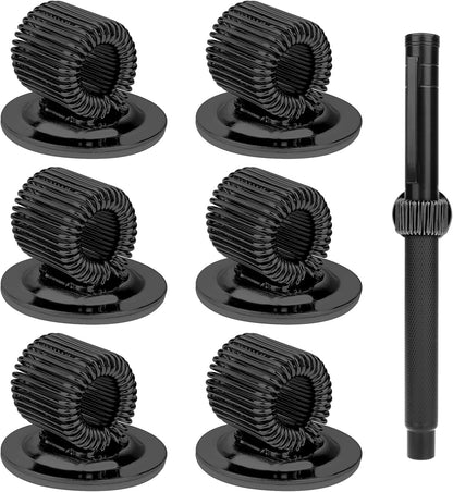 Giantree 6 Pcs Metal Manganese Steel Pen Holder Clips, Self-adhesive Pen Holder with Adjustable Spring Loop Suitable for All Pen Markers, Ideal for Refrigerator Workshop Office Bulletin Board(Black)